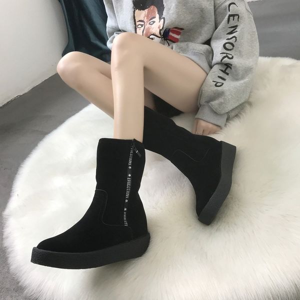 

winter shoes women platform ladies shoes female comfort drop women snow boots warm short fur plush edge ugged boots u11-50, Black