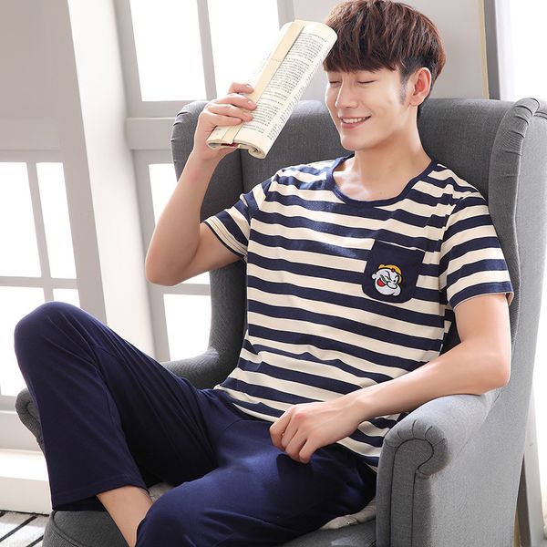 

cotton mens pyjamas couple pajamas set casual sleepwear masculine pyjamas nightgowns plus home clothing, Black;brown