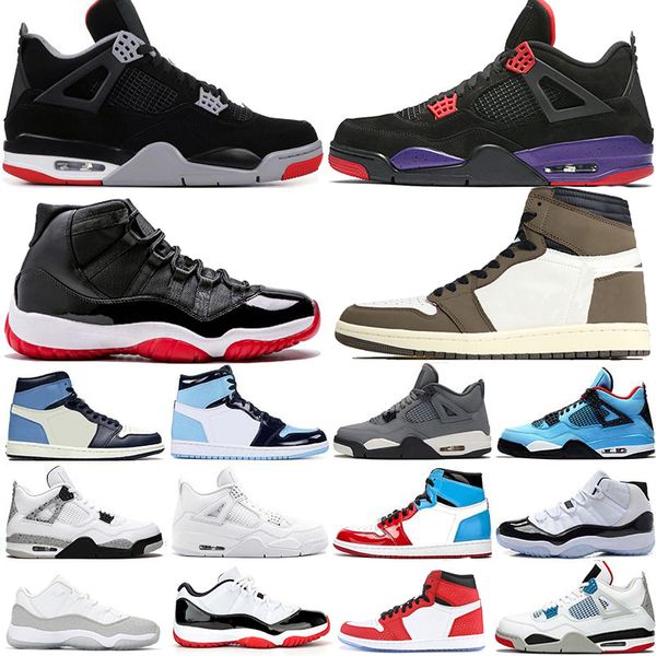 

new 2019 bred black cat 4s fiba mens basketball shoes white red 11s concord 45 1 high travis scotts men sport sneakers