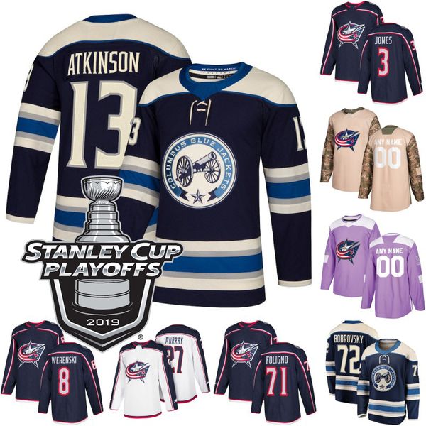 

2019 Stanley Cup Playoffs 13 Cam Atkinson Columbus Blue Jackets Jersey 3 Seth Jones 54 Adam McQuaid 19 Ryan Dzingel 8 Zach Werenski Jerseys