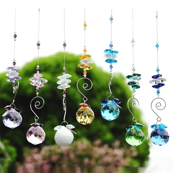 

h&d 30mm rainbow octagon hanging ball pendant crystal prism suncatcher (blue) garden decorations