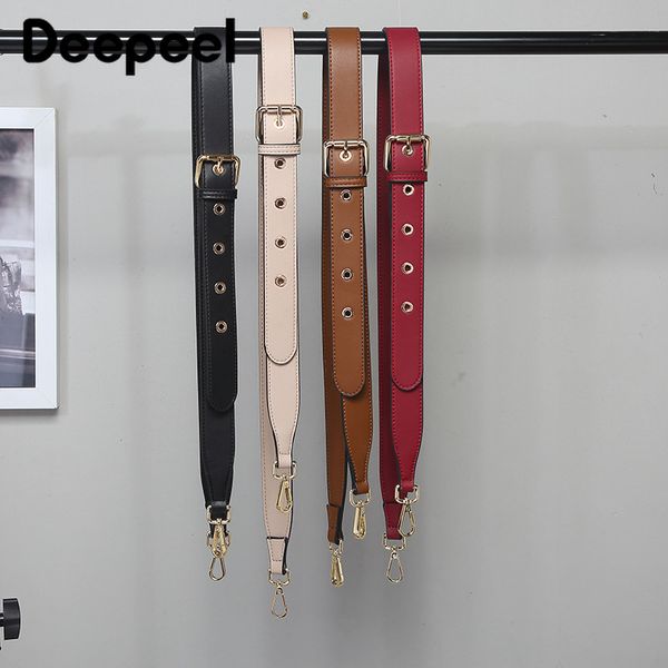 

deepeel 1pc 3.2*105-120cm women genuine leather wide shoulder strap metal pin buckle adjustable diagonal cross replacement belt, Black