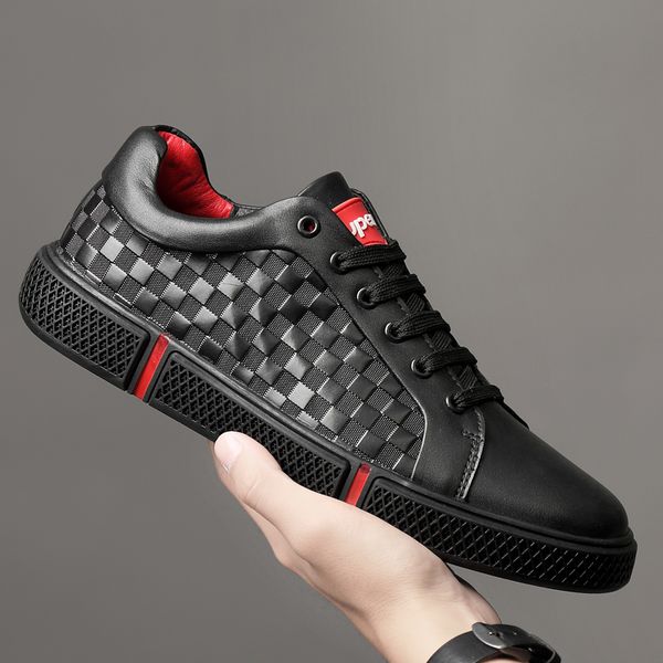

genuine leather concise men business dress shoes breathable lace up spring formal wedding party basic shoes for men k3, Black