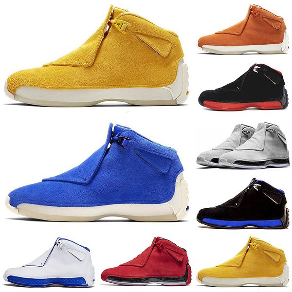 

designer basketball shoes 18 18s blue yellow cool grey sport royal black white toro mens athletic sports sneakers 7-12