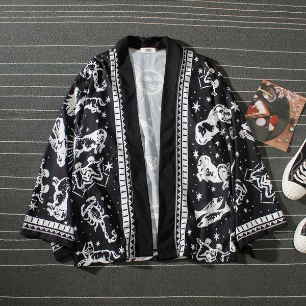 

2018 мода японский harajuku кимоно кардиган мужчины черный пляж кимоно кардиган мужчины плюс размер длинная куртка кимоно мужчины 2018 лето, Black;brown