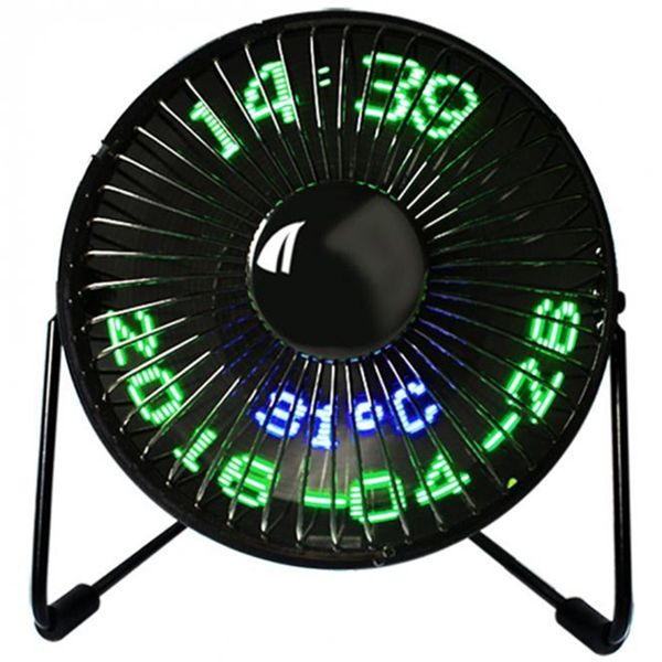 

new-new selling usb led clock mini fan with real time temperature display desk360 cooling fans for home office