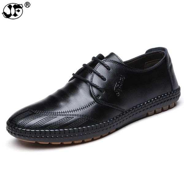 

new men casual shoes autumn genuine leather men shoes fashion soft bottom male footwear, Black