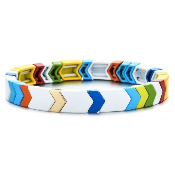 

fashion arrow elastiy braceletsrainbow arrow enamel tile beaded strand cuff bracelet female creative gift dropshipping, Golden;silver