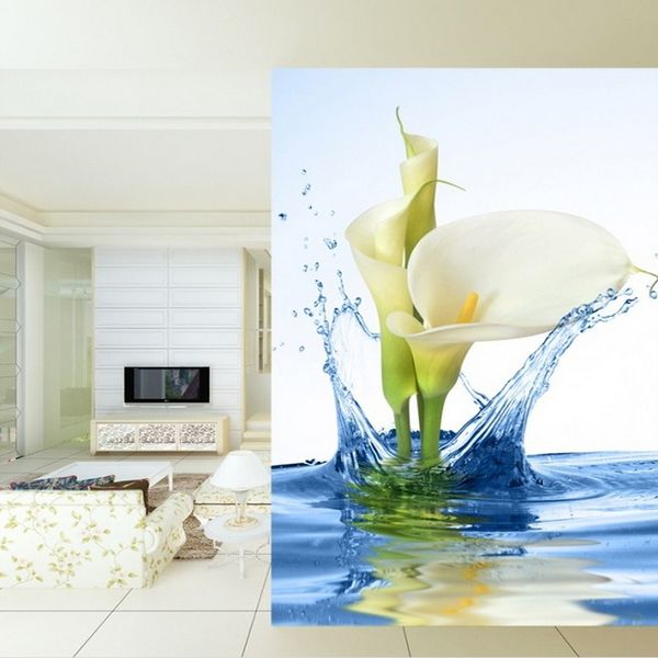 

large mural 3d fresh lily wallpaper home improvement bedroom sofa porch background wall non-woven cloth wallpaper flower wallpaper
