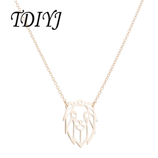 

tdiyj stainless steel origami lion necklaces women men animal pendant necklace 45cm chain jewelry gifts wholesale, Silver