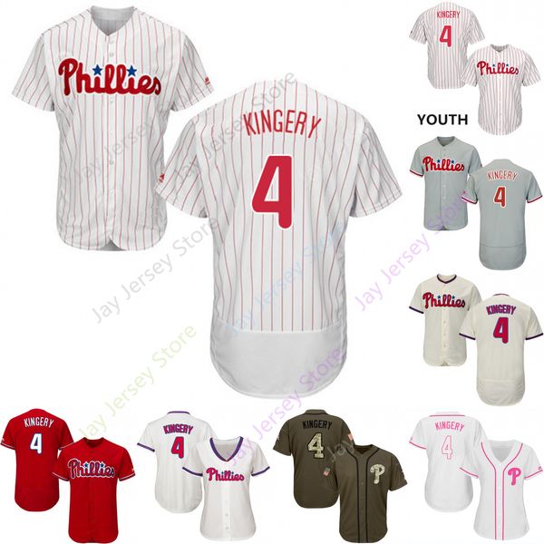 

Custom Philadelphia 4 Scott Kingery Jersey Phillies Jerseys Cool Base Flexbase White Black Red Grey Home Away Men Women Youth All Stitched