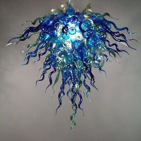 Lâmpadas lustres de vidro soprado venda azul e verde arte arte decoração cadeia pingente 60 cm altura mão soprada lâmpada luminária para sala de estar