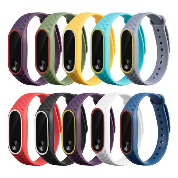 

watch strap wriststrap replacement silicone watch bracelet band wrist strap for mi band 2 wristband for xiao mi q60, Black;brown