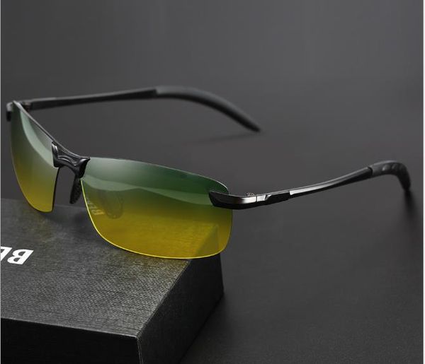 

dual-purpose polarized night vision goggles sunglasses for anti-ultraviolet, anti-glare and anti-far-light driving, White;black