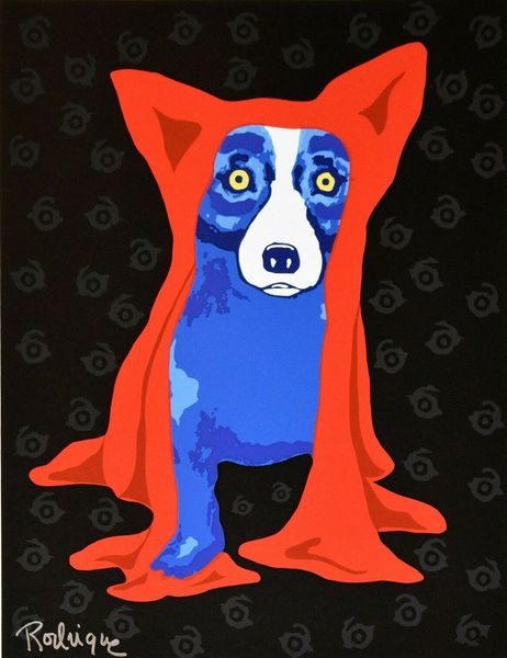 

джордж rodrigue голубой собаки пряча blues from you home decor handpainted hd печать картина маслом на холсте wall art canvas картинки 20011