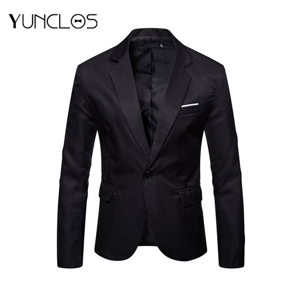 

yunclos men's solid color flat collar with one button jacket slim comfortable blazer fit for wedding / party suit, White;black