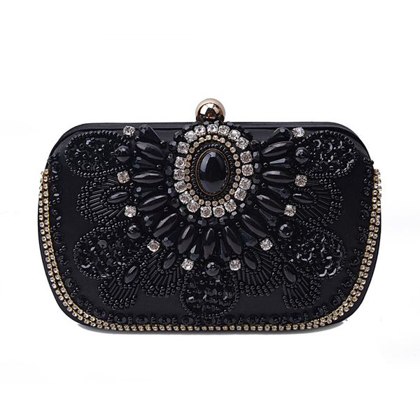 

luxury crystal women evening clutch fashion handmade rhinestones evening bag purses vintage satin lady party wedding clutches