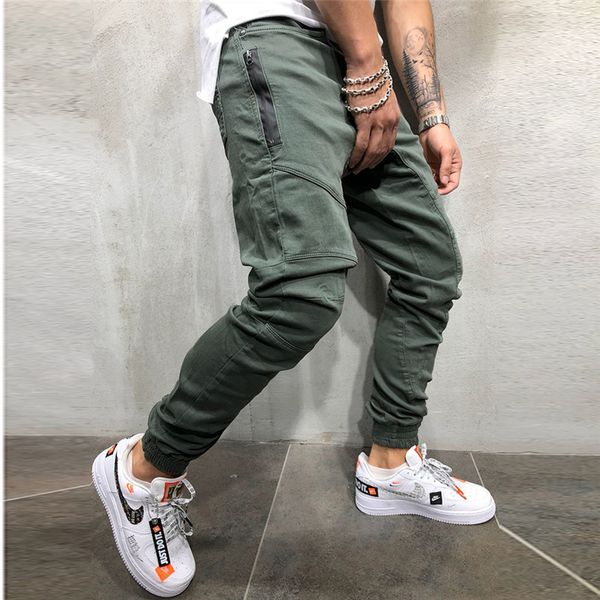

2019 fashion harem pants men streetwear hip hop mens pant solid army green male trousers brand pants sweatpants, Black