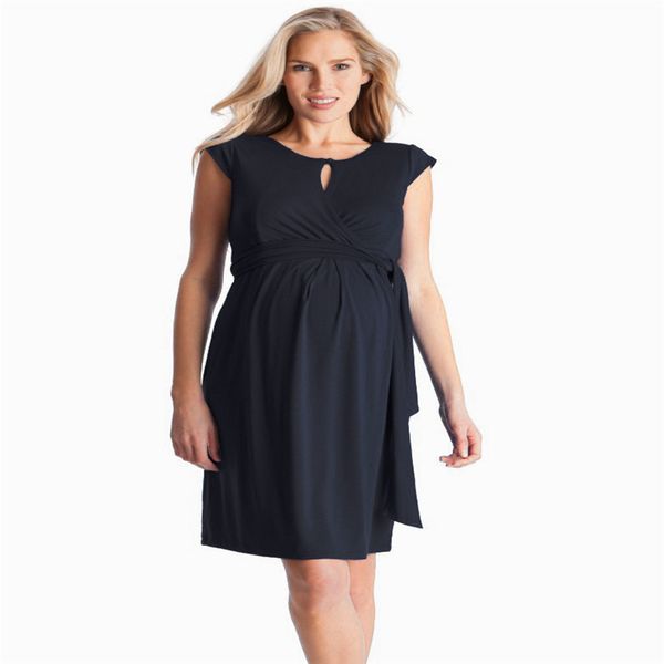 

maternity women dress summer sleeveless o-neck knee length dress new moms solid color fashion western superstar style, White