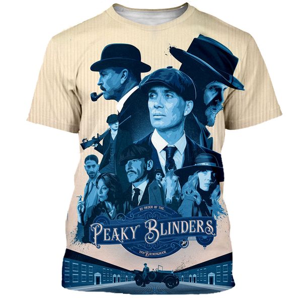 

fashion men/women classical peaky blinders harajuku pbl summer style funny 3d print casual t-shirt, White;black