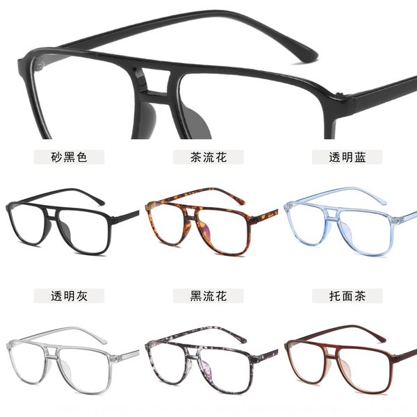 

2019 double beam square plain fashion student glasses transparent ultra light frame glasses frame, Silver