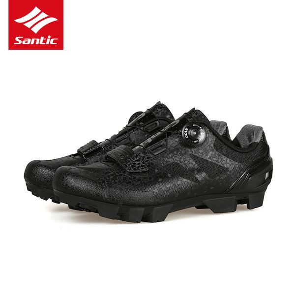 

santic 2019 mtb cycling shoes men pro mountain bike shoes tpu comfortable self-locking bicycle zapatillas ciclismo 2 colo, Black