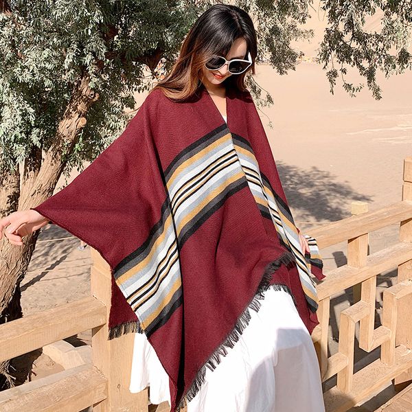 

2019 desert oversize cashmere retro color shawl scarf brigade shoot warm sunscreen shawl women's scarver, Blue;gray