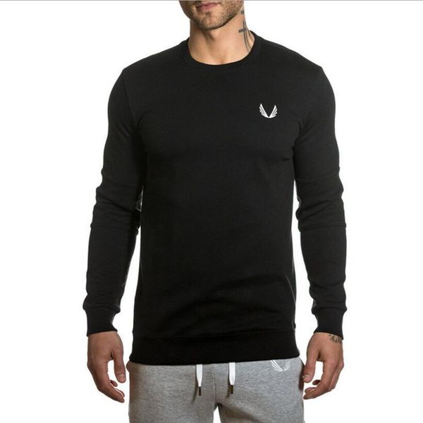

autumn sport hoodies thin solid color bodybuilding and fitness pullover hoodies sweatshirts men's sportswear, Black