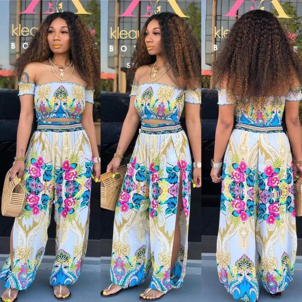 

suits summer strapless 2pcs casual suits beach fashion printed clothing women characteristic print, White