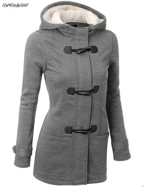 

causal women coat new hooded spring autumn womens overcoat female hooded coat zipper horn button outwear jacket casaco feminino, Black;brown