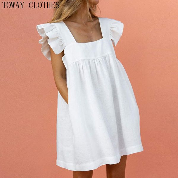

summer square neck ruffle butterfly sleeve square neck short mini ruffled dress evening party dresses, Black;gray