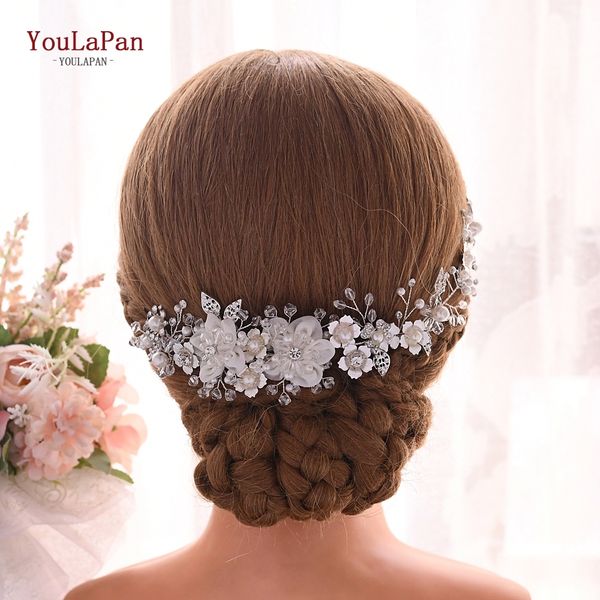 

youlapan hp275 bridal hair accessories pearl crystal hair pins hair jewelry luxury bridal crown wholesale wedding headband, Golden;white
