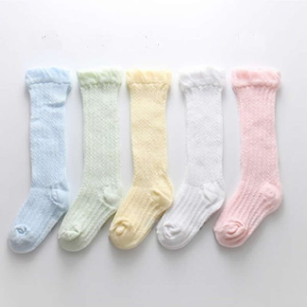 

children's knee high socks socks cotton breathable newborn socks, Pink;yellow