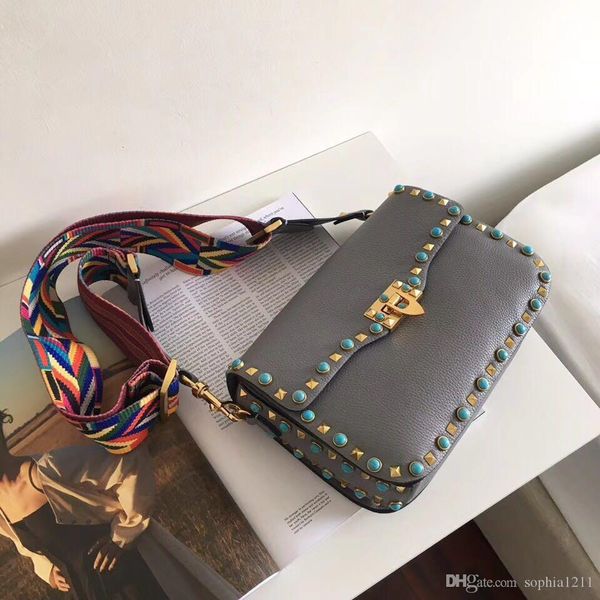 

2018 new fashion handbag shoulder bag lady bag color stone rainbow valentines day bags multiple layers camera red black white colors
