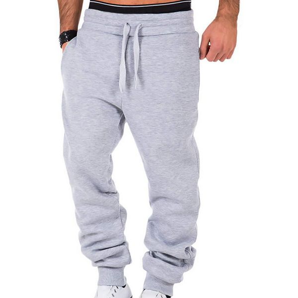 

2020 spring men sports running loose pants pockets elasticity waist legging jogging casual trousers sweatpants solid, Black