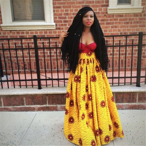 

africa clothing gonne africane women skirt traditional clothing ankara print dashiki long skirts, Red