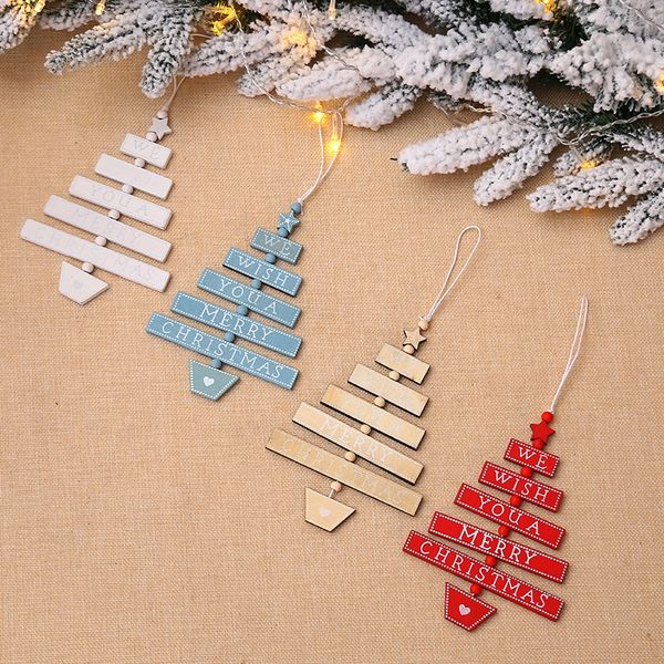 

wood sign christmas tree hanging pendant accessories drop ornament we wish you a merry christmas holiday decor gift