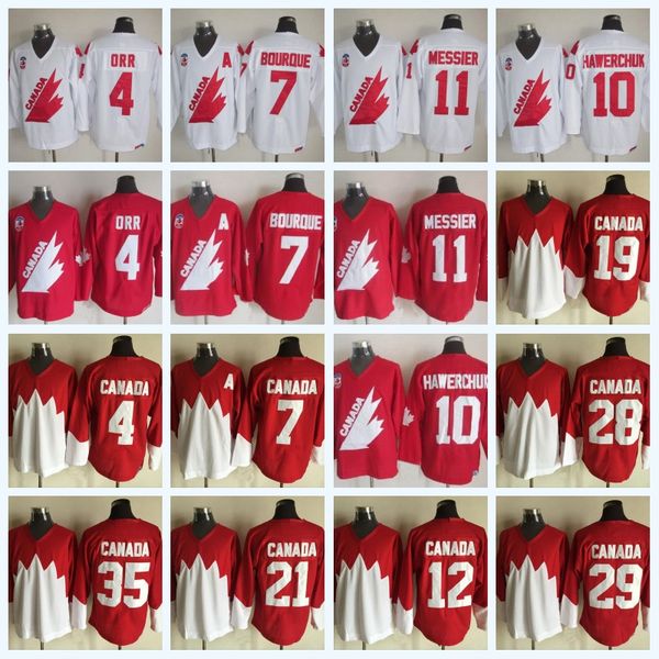 

1997 Team Canada 4 Bobby Orr 7 Ray Bourque 10 Dale Hawerchuk 11 Mark Messier Hockey Jersey Double Stitched High Quailty IN STOCK