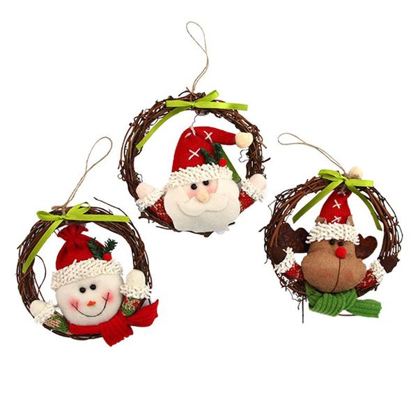 

14cm christmas santa claus wreaths decoration rattan wreath garland christmas tree home decoration pendant shop window props