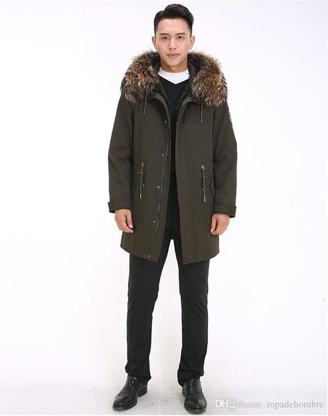 

зимние мужские куртки parka моды выдра шерсти кролика liner racoon волос hat утолщенные теплые пальто мужские ветровки, Black