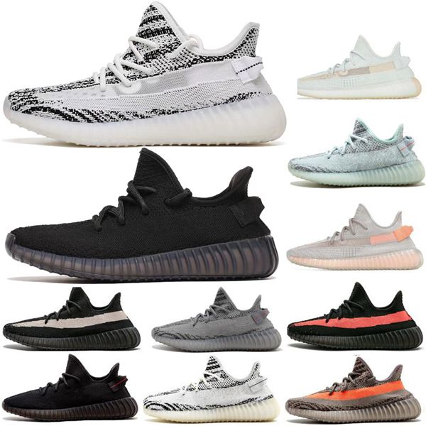 

2019new kanye west v2 men desinger triple running outdoor shoes women trainers frozen blue cream zebra bred sports and leisure size 13