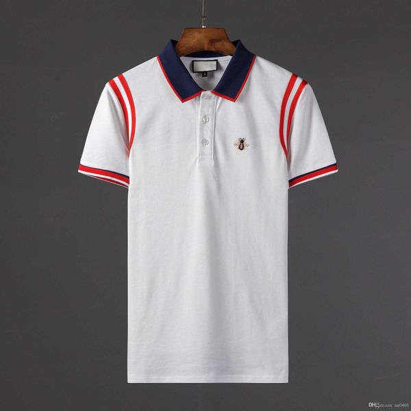 

дизайнер polo мужской случайный дизайнер короткий рукав polo камиза поло рубашки homme дышащие досуг polos мужские хлопчатобумажные рубашки, White;black