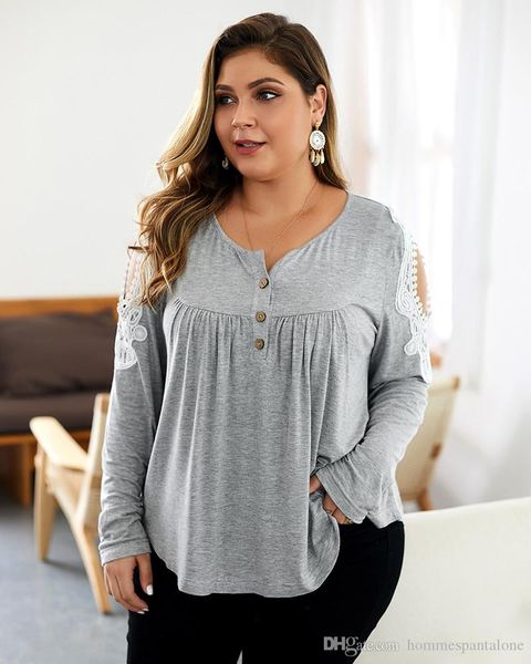 

plus size spring women tshirts fashion designer loose female tees casual crew neck with hollow out, White