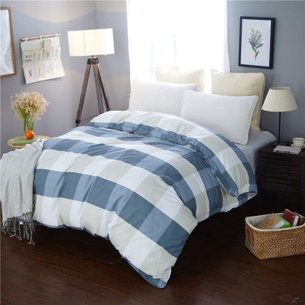 

new design 2019 1pcs duvet cover plaid stripes quilt cover skin care cotton bedclothes 150x200cm/180x220cm/200x230cm size
