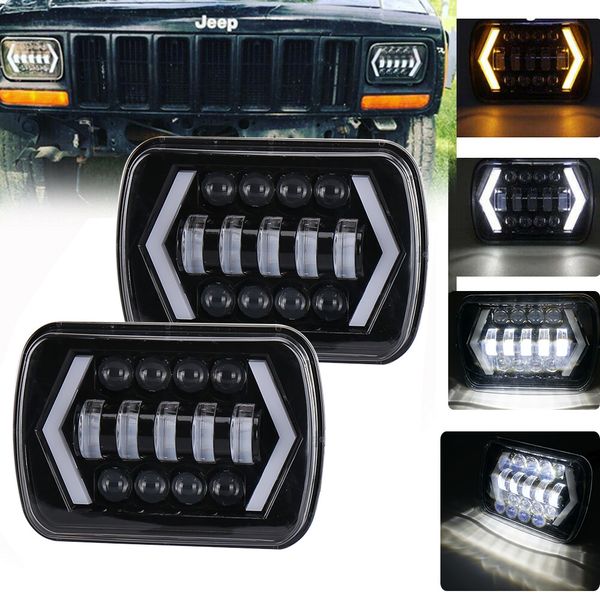 

accessories for car white drl ip67 5x7'' led car headlight high/low anti flicker for cherokee truck 4x4 lighting system