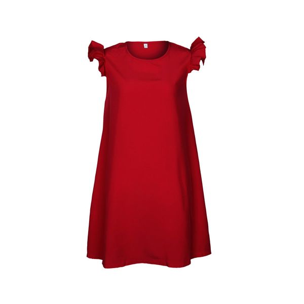 

women female lady dresses simple wrinkle ruffle sleeve dress, Black;gray