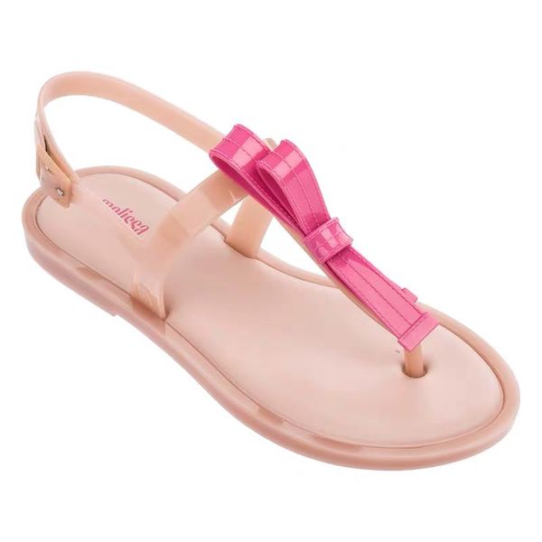 

2020 new women melissa sandals bow women shoes beach vacation flat sandals melissa jelly shoes high quality, Black
