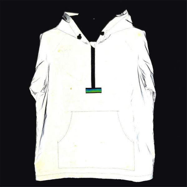 

ruelk new reflective hoodies men spring autumn streetwear night eye-catching sweatshirt brand men's hooded outwear hip hop hoody, Black