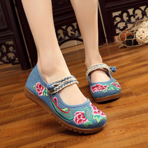 

vintage women shoes flats floral embroidery cotton simple comfortable old peking ballerina dance drive zapato mujer shoes woman, Black