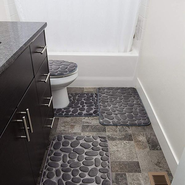

gray stones carpet sets memory form extra soft bathroom rug mats set 3 piece large rug shower liner shower bath mat